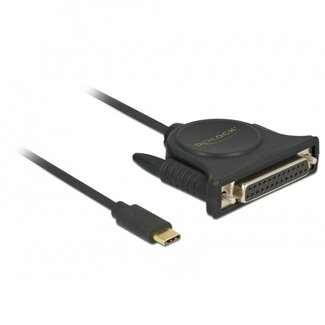 DeLOCK USB-C (m) naar 25-pins SUB-D met schroeven (m) IEEE1284 parallelle printerkabel / Prolific PL2305 chip - 1,8 meter