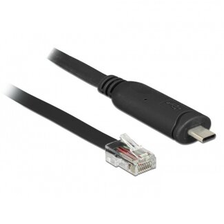 DeLOCK USB-C (m) naar RJ45 (m) seriële RS232 adapter / zwart - 2 meter