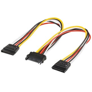 Goobay SATA (m) - 2x SATA (v) voeding splitter - 0,20 meter