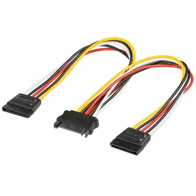 SATA (m) - 2x SATA (v) voeding splitter - 0,20 meter