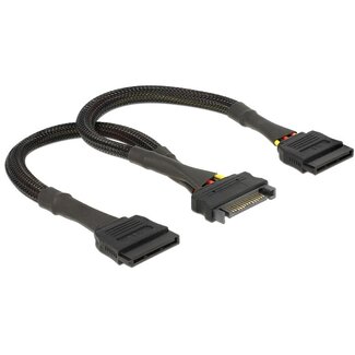 DeLOCK SATA (m) - 2x SATA (v) voeding splitter / afgeschermd - 0,25 meter