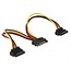 SATA (m) - 2x SATA (v) haaks met metalen klem voeding splitter - 0,10 meter