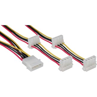 Roline Molex (m) - 4x Molex (v) haaks splitter - 0,45 meter