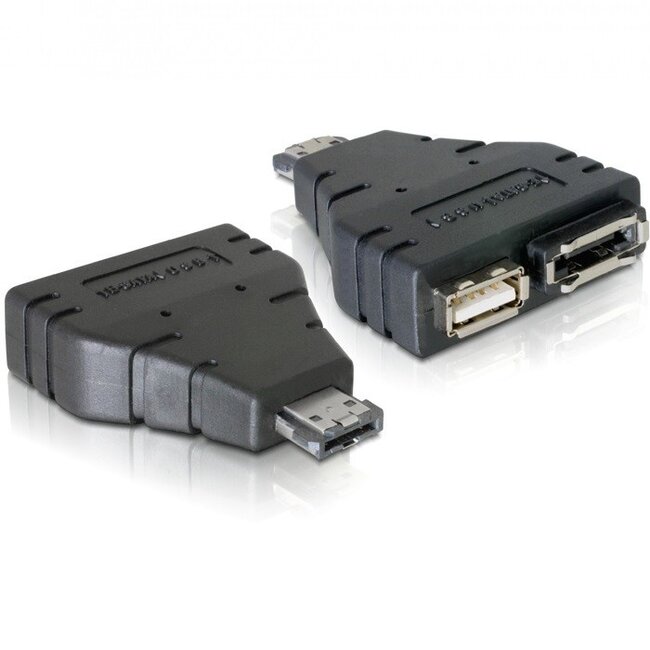 Power over eSATA (eSATAp) naar eSATA en USB-A adapter - SATA300 - 3 Gbit/s / zwart