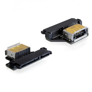 DeLOCK SATA 22-pins naar Power over eSATA (eSATAp), eSATA en USB-A adapter / zwart