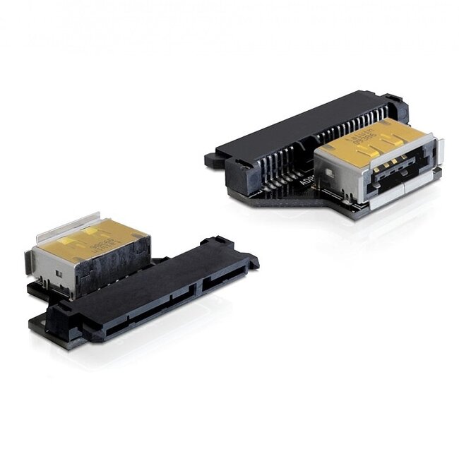 SATA 22-pins naar Power over eSATA (eSATAp), eSATA en USB-A adapter / zwart