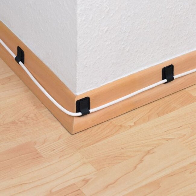 Klittenband kabelbinders met plakstrip / zwart (10 stuks)