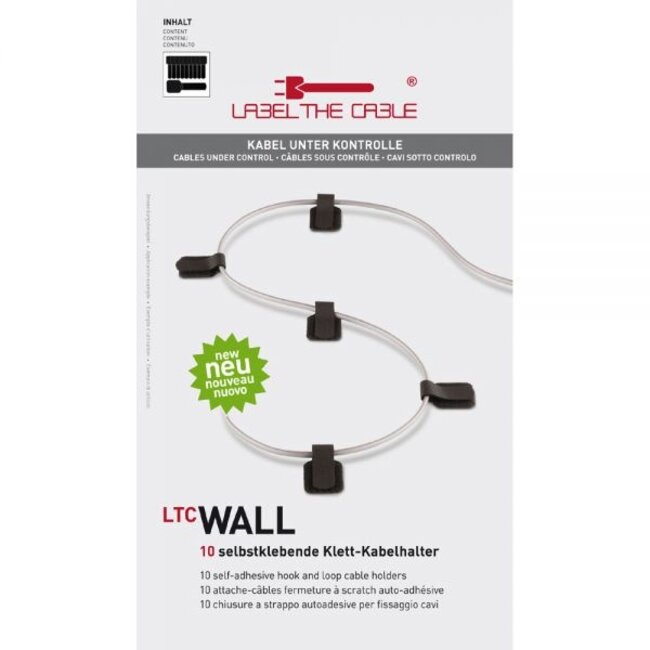 Klittenband kabelbinders met plakstrip / zwart (10 stuks)