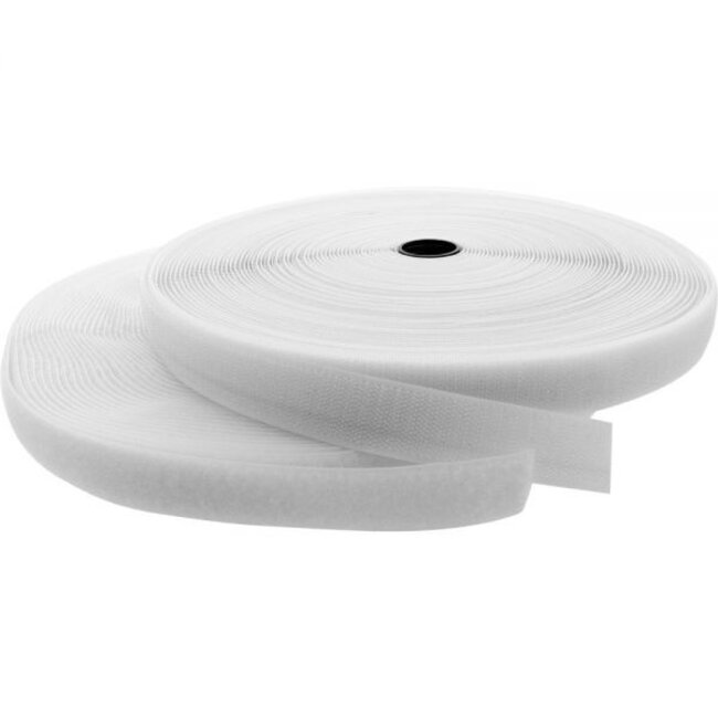 Klittenband rol 2-delig 25mm / wit (25 meter)