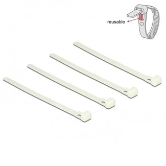 DeLOCK Tie-wraps 150 x 7,5mm / transparant - herbruikbaar (100 stuks)