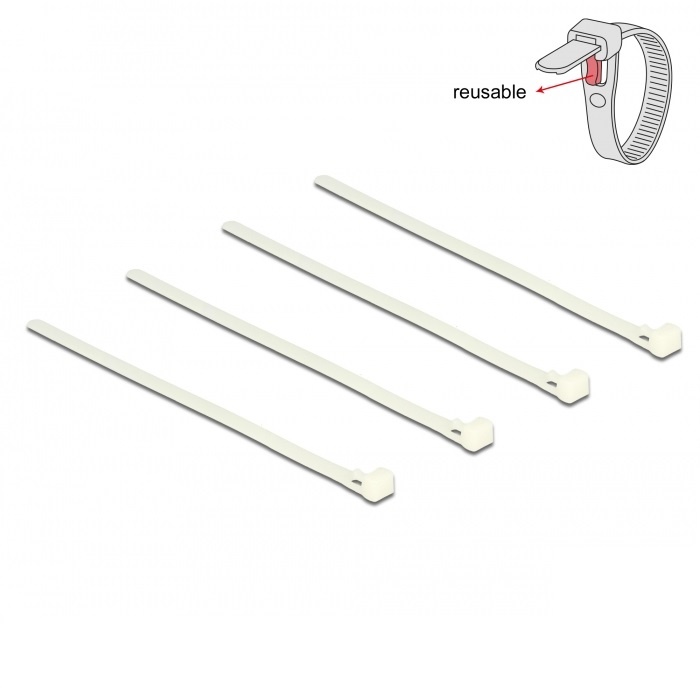 Tie-wraps 200 x 7,2mm / transparant - herbruikbaar (100 stuks) | InLine