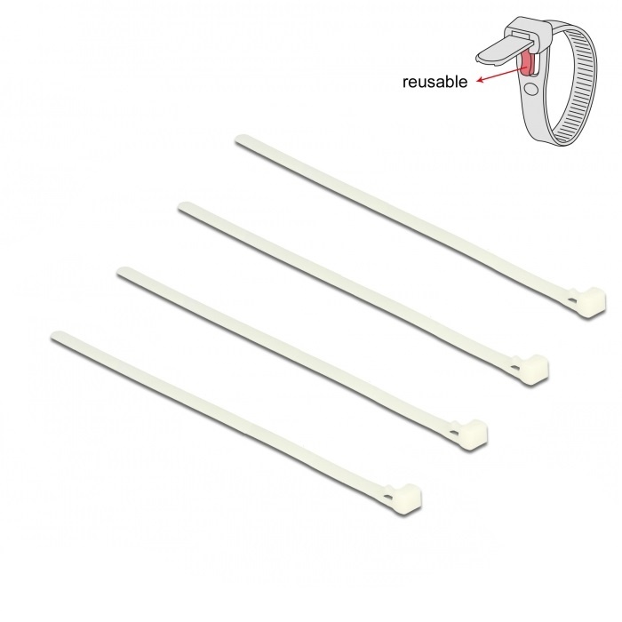 Tie-wraps 250 x 7,2mm / transparant - herbruikbaar (100 stuks) | InLine