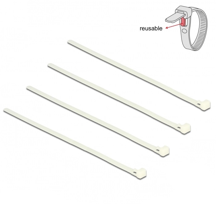 Tie-wraps 300 x 7,2mm / transparant - herbruikbaar (100 stuks) | InLine