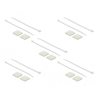 DeLOCK Tie-wraps 200 x 4,8mm (10 stuks) met zelfklevende houders (10 stuks) / transparant