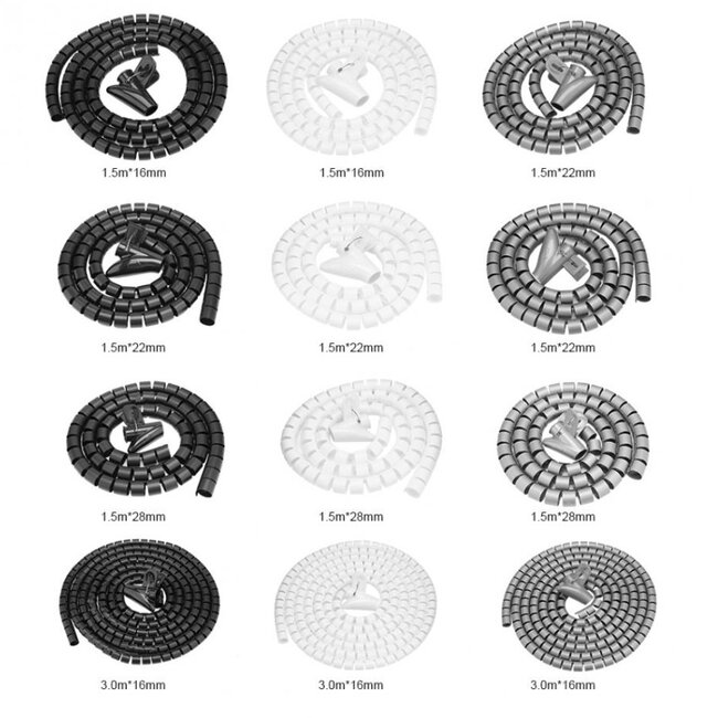 Cable eater kabelslang met rijgtool - 16 mm / 3m / zwart