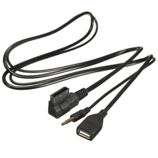 Coretek 3,5mm Jack Aux en USB AMI interface adapter voor Audi, Volkswagen, Skoda en Seat - 1 meter