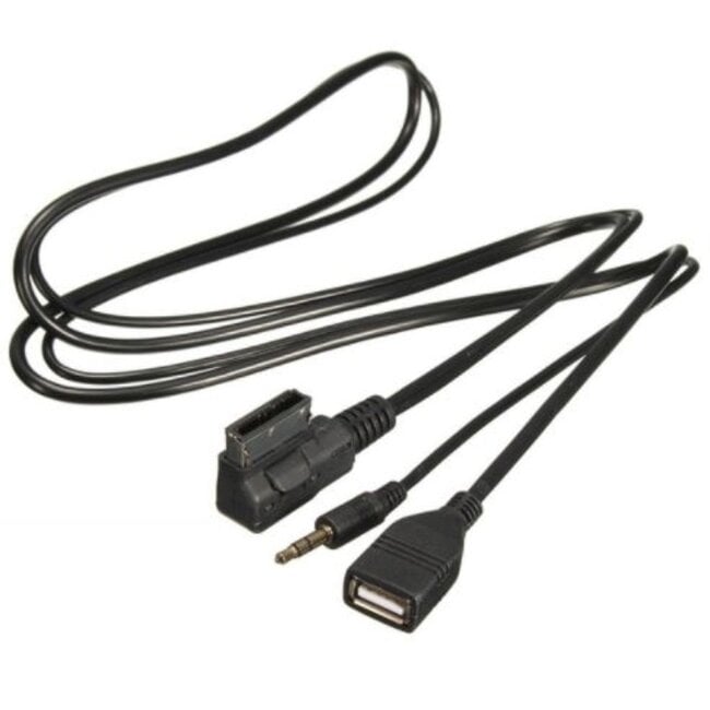 3,5mm Jack Aux en USB AMI interface adapter voor Audi, Volkswagen, Skoda en Seat - 1 meter