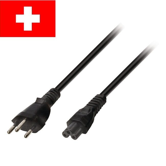 Zwitserland stroomkabel met C5 plug - zwart - 2 meter