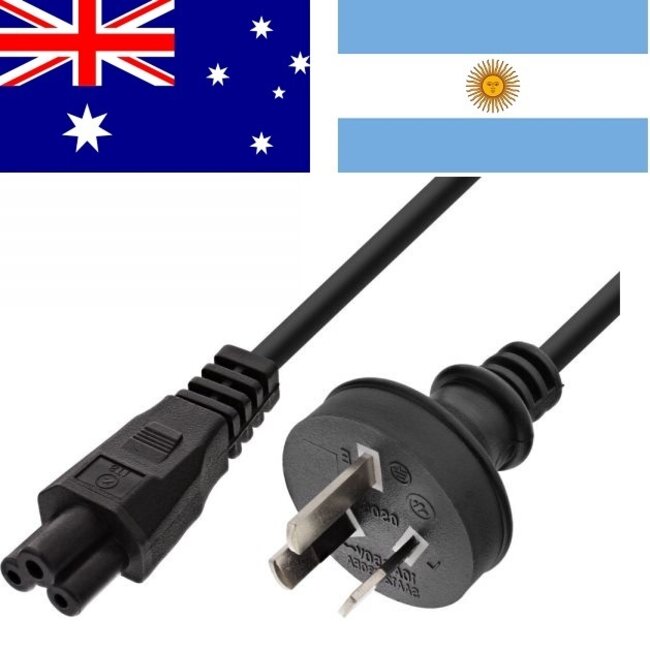 Australië stroomkabel met C5 plug - zwart - 1,8 meter