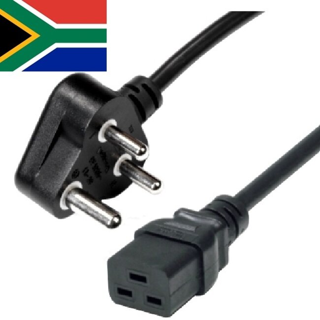 Zuid-Afrika stroomkabel met C19 plug - zwart - 2,5 meter