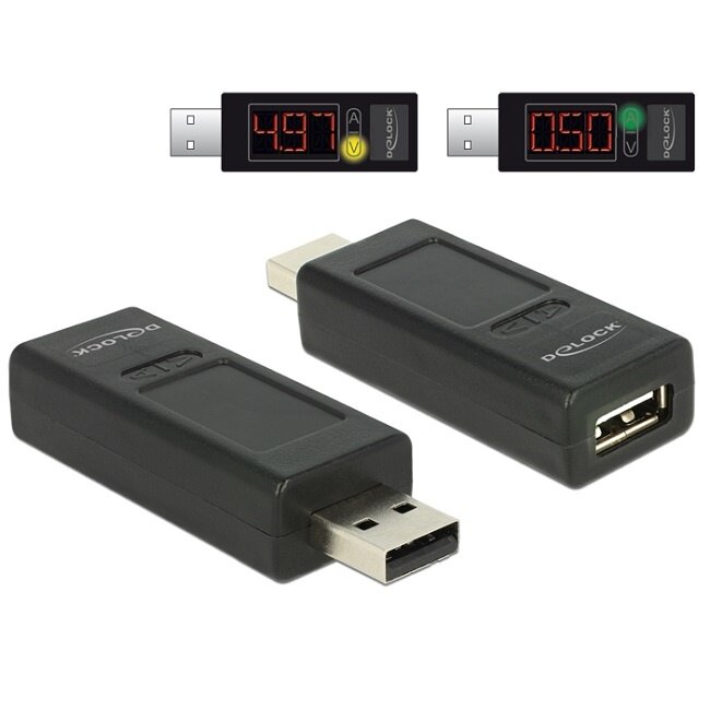 DeLOCK USB2.0 adapter met LED indicator voor Volt en Ampere