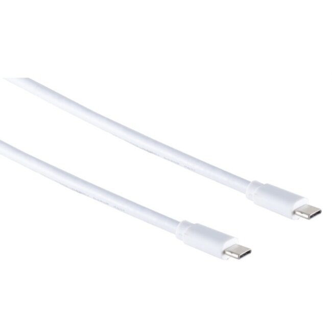 USB-C naar USB-C kabel - USB3.2 (tot 10 Gbit/s) - PD tot 20V/3A / wit- 1 meter