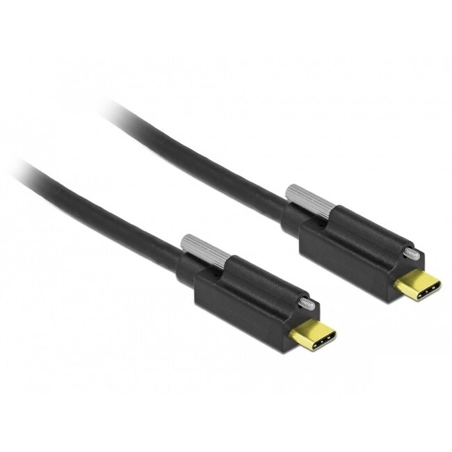 USB-C naar USB-C kabel met 1 schroef - USB3.2 (tot 10 Gbit/s) - PD tot 20V/3A - video tot 8K 30Hz / zwart - 1 meter