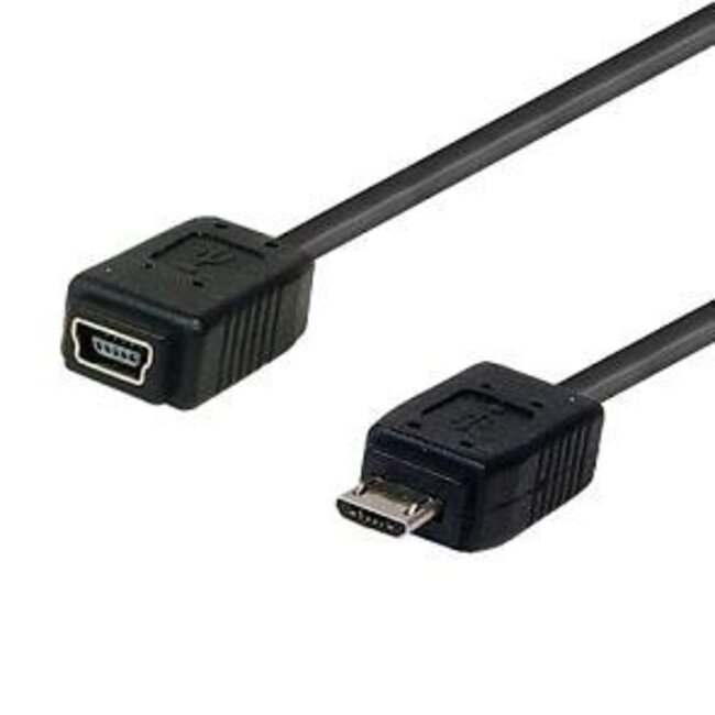 USB mini 5p vrouwelijk - USB micro B mannelijk - 0,20 meter