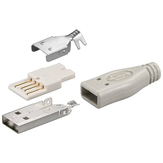 USB-A (m) soldeerbare connector - USB2.0 / beige