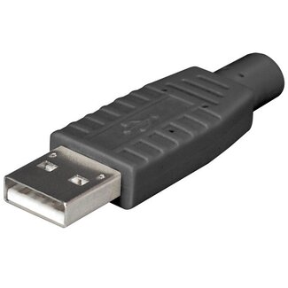 Transmedia USB-A (m) soldeerbare connector - USB2.0 / zwart