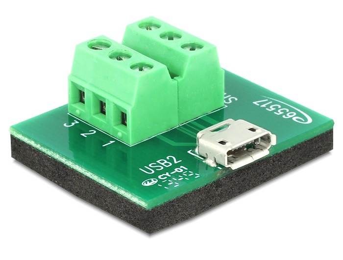 DeLOCK 65517. Aansluiting 1: Micro USB, Aansluiting 2: 6p. Kleur van het product: Zwart, Groen