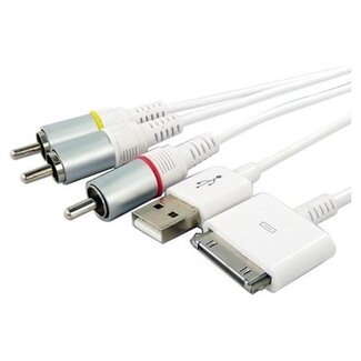 Dolphix Composiet AV kabel compatibel met Apple iPod, iPhone en iPad - 1,5 meter