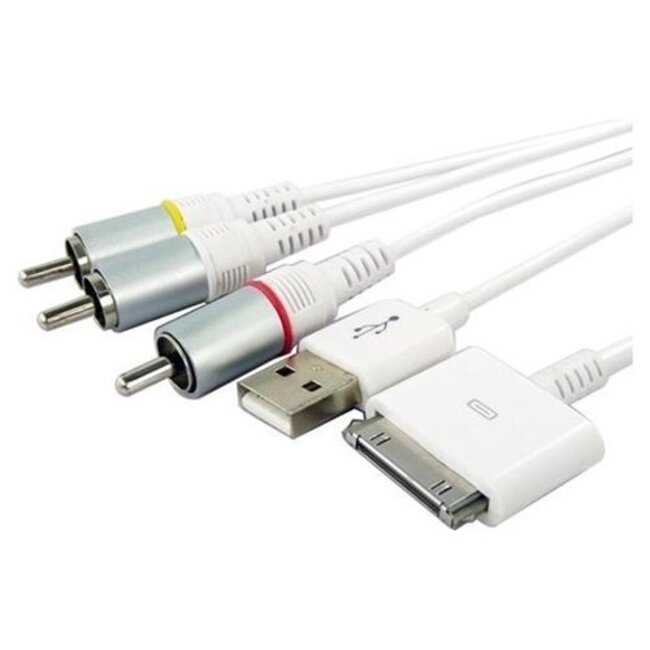 Composiet AV kabel compatibel met Apple iPod, iPhone en iPad - 1,5 meter