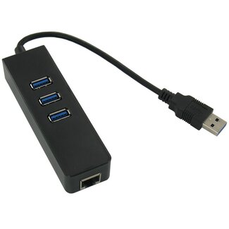 Dolphix USB naar RJ45 Gigabit LAN adapter met USB3.0 hub - 0,15 meter
