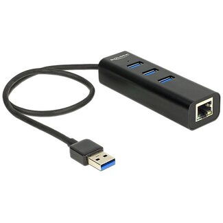 DeLOCK DeLOCK USB naar RJ45 Gigabit LAN adapter met USB3.0 hub - 0,35 meter