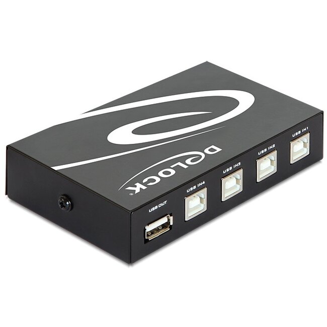 DeLOCK USB schakelaar 4x USB-B naar 1x USB-A - USB2.0 / zwart