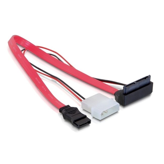 Micro SATA (v) - SATA (v) + Molex (m) kabel - haaks - 0,30 meter