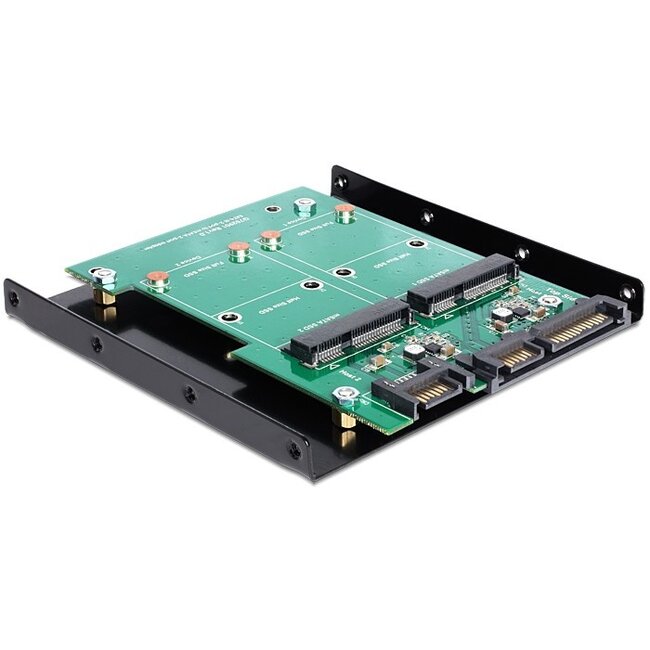 SATA 22-pins + 7-pins > 2x mSATA converter met 3,5'' frame