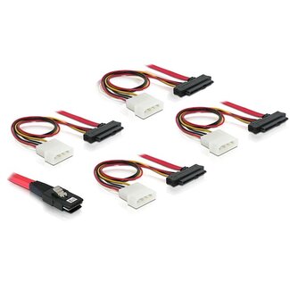 DeLOCK Mini-SAS SFF-8087 > 4x SAS SFF-8482 + 4x Molex - 1 meter