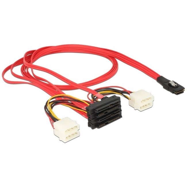 Mini-SAS SFF-8087 > 4x SAS SFF-8482 + 4x Molex - 1 meter