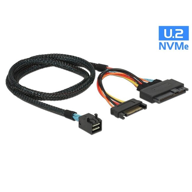 Mini-SAS HD SFF-8643 > U.2 SFF-8639 + SATA-power - 0,75 meter