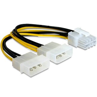 DeLOCK PCIe 8-pins (m) - 2x Molex 4-pins (m) voedingsadapter - 0,15 meter