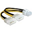 PCIe 8-pins (m) - 2x Molex 4-pins (m) voedingsadapter - 0,15 meter