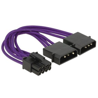 DeLOCK PCIe 8-pins (m) - 2x Molex 4-pins (m) voedingsadapter - 0,15 meter