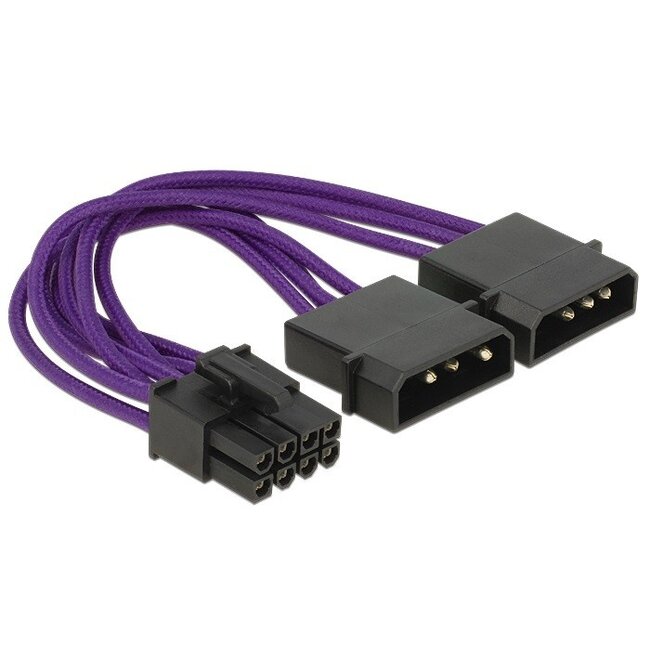 PCIe 8-pins (m) - 2x Molex 4-pins (m) voedingsadapter - 0,15 meter