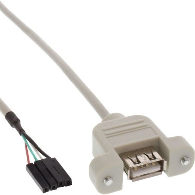 Pin Header inbouwadapter USB2.0 (v) - USB-A (v) - 0,60 meter