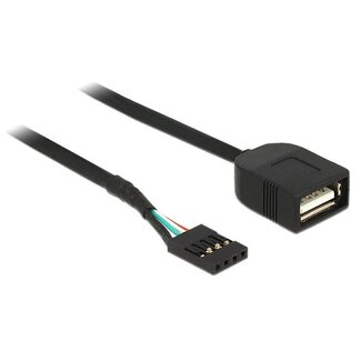 DeLOCK Pin Header adapter USB2.0 (v) - USB-A (v) - 0,20 meter
