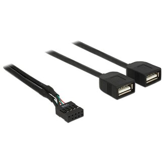 InLine Pin Header adapter USB2.0 (v) - 2x USB-A (v) - 0,15 meter