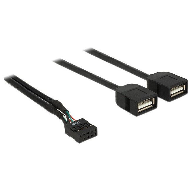 Pin Header adapter USB2.0 (v) - 2x USB-A (v) - 0,15 meter