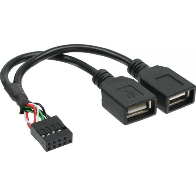 Pin Header adapter USB2.0 (v) - 2x USB-A (v) - 0,15 meter